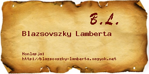 Blazsovszky Lamberta névjegykártya